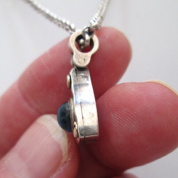 ✨💙 RARE IVAN DOBREN STERLING SILVER AND 14K GOLD BLUE TOPAZ PENDANT NECKLACE - Picture 5 of 16